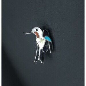 Vintage Zuni Hummingbird Multi-stone Pedant Broach Pin Turquoise